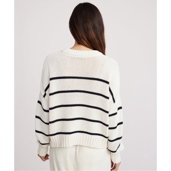 Jenni Kayne Cream and Black Striped Crewneck Sweater - Picture 10 of 15